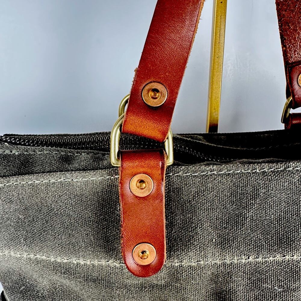 North End Canvas & Leather Bag The Leona Denim interior Pristine crossbody tote - Picture 5 of 16